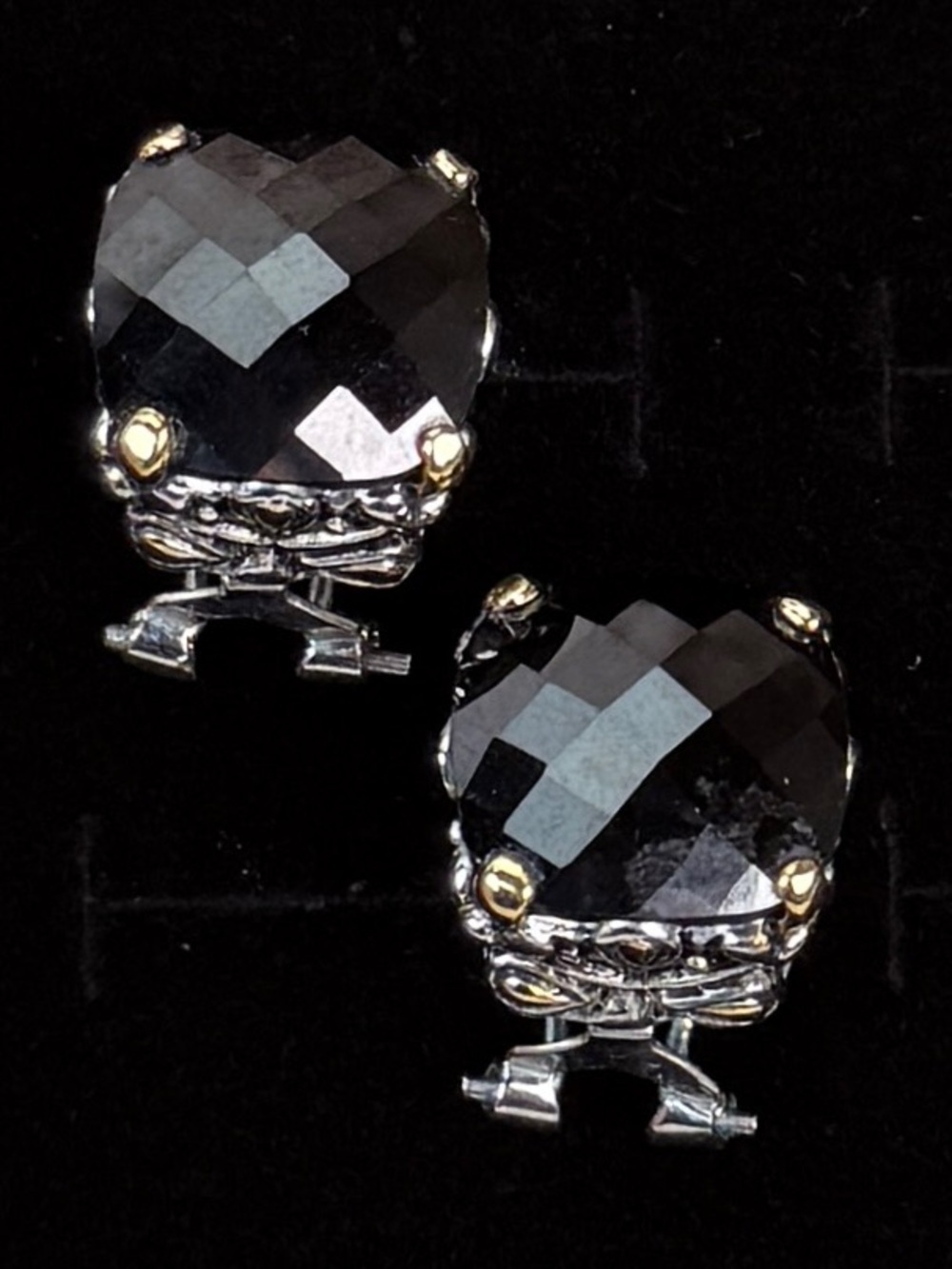 Large silvertone and Goldtone weighted pierced earrings